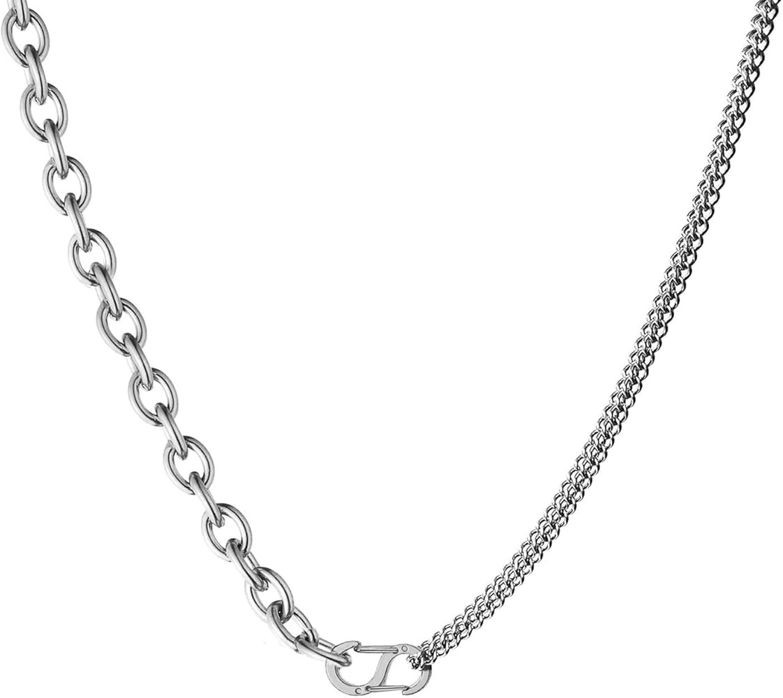 WangGao Stainless Steel S Type Shape Buckle Clasp Necklace Layered Chunky Chain Snap Hook Hand Je... | Amazon (US)