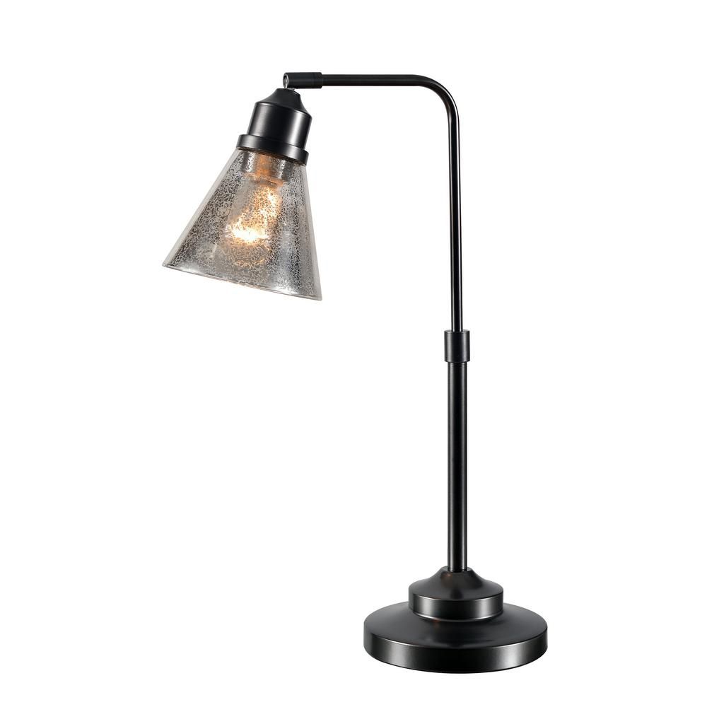 Kenroy Home Bessy 22 in. Warm Bronze Desk Lamp with Mercury Glass Shade | The Home Depot