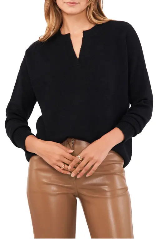 Vince Camuto Drop Shoulder V-Neck Sweater in Rich Black at Nordstrom, Size Small | Nordstrom