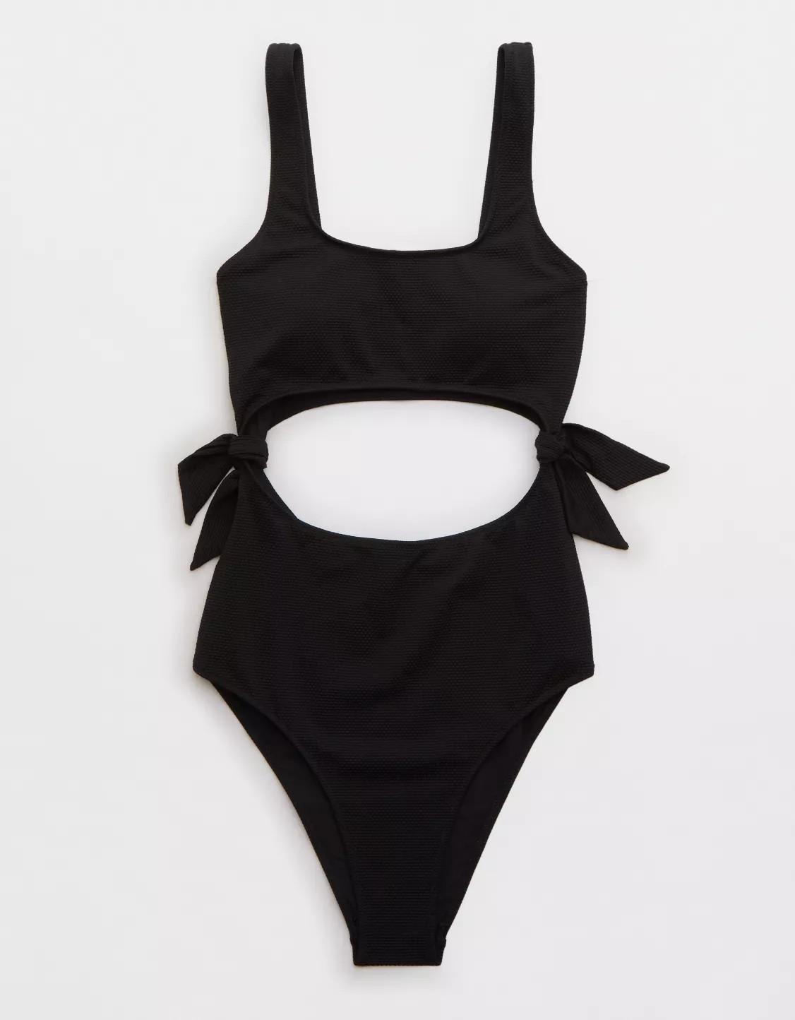 Aerie Pique Cut Out Scoop One Piece Swimsuit | Aerie
