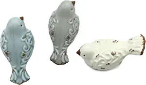 FICITI Distressed Finish Ceramic Bird Figurine Home Decor - Assorted Set of 3 | Amazon (US)