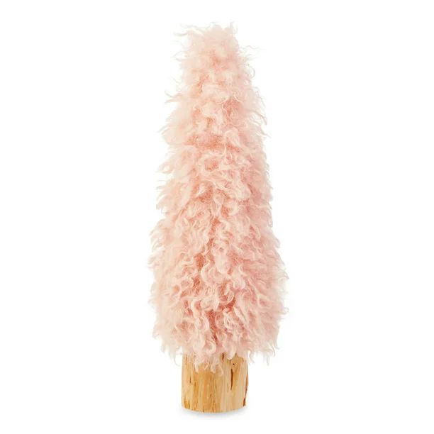 Holiday Time White and Pink Fur Fabric Tree Tabletop Decorations, 11", 2 Count - Walmart.com | Walmart (US)