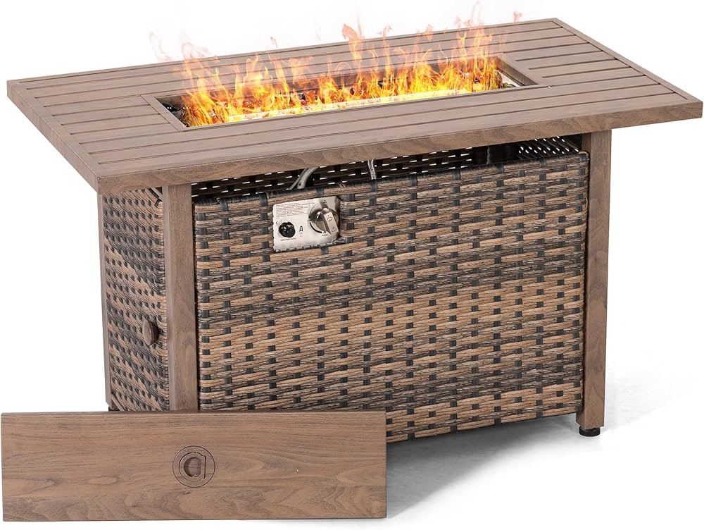 Nuu Garden 43” Propane Fire Pit, CSA-Listed Rattan Outdoor Fire Pit Table, 50,000 BTU Smokeless... | Amazon (US)