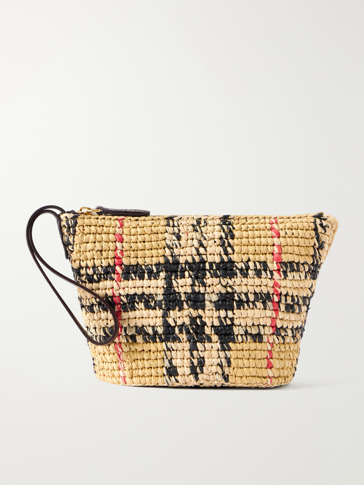 Burberry - Margate Leather-trimmed Woven Raffia Clutch Bag - Neutrals | NET-A-PORTER (US)