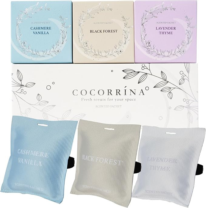 COCORRÍNA Scented Sachet – Set of 3 Black Forest/Cashmere Vanilla/Lavender Thyme - Scented Sac... | Amazon (US)