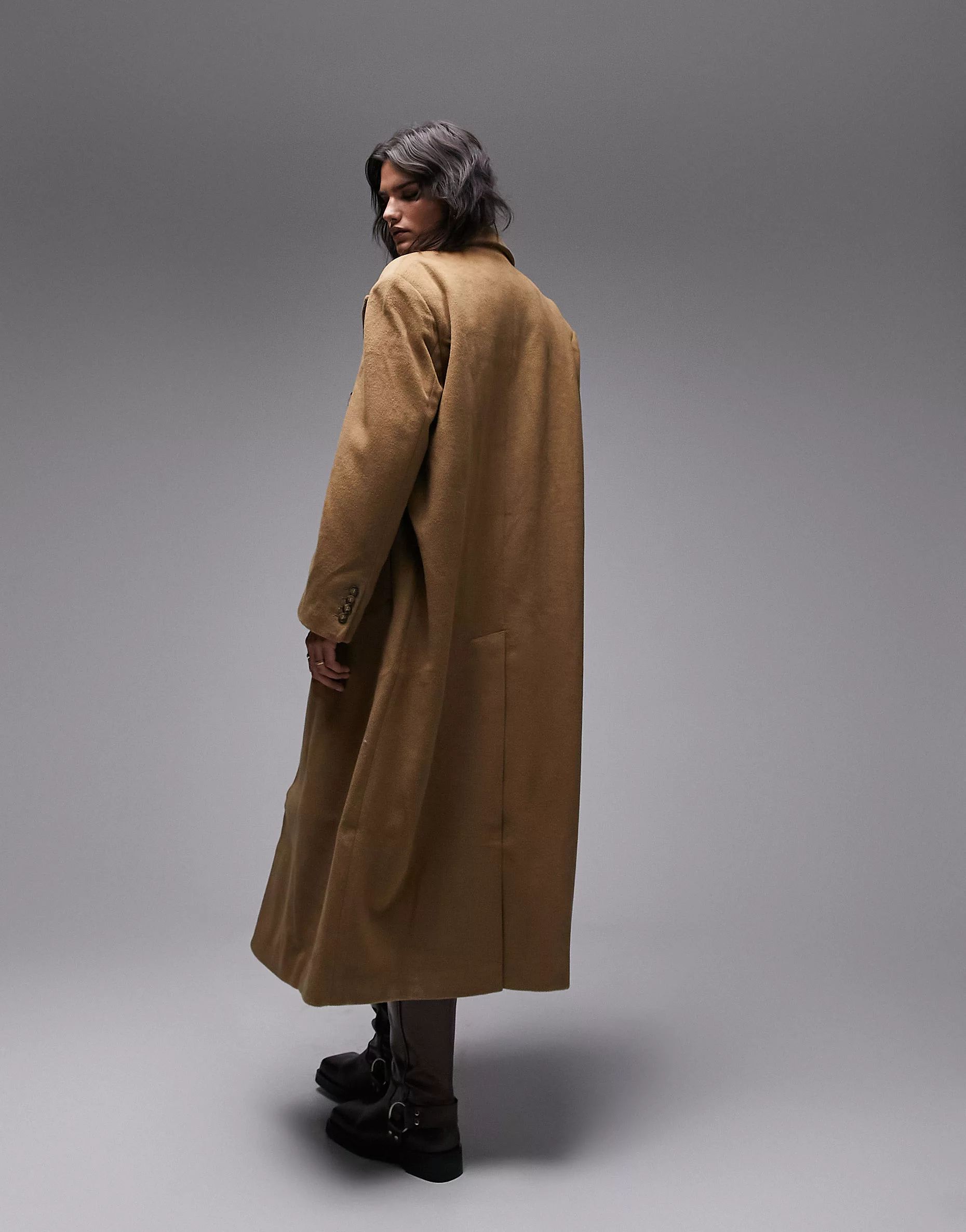 Topshop smart oversized longline coat in camel | ASOS | ASOS (Global)