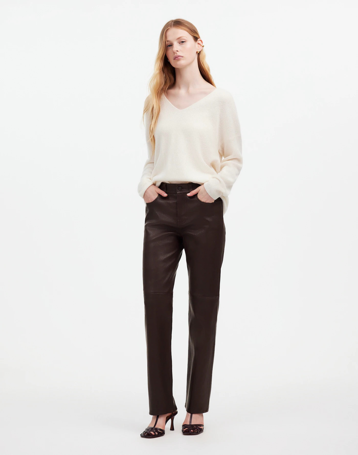 The '90s Straight Mid-Rise Pant in Leather | Madewell | Madewell