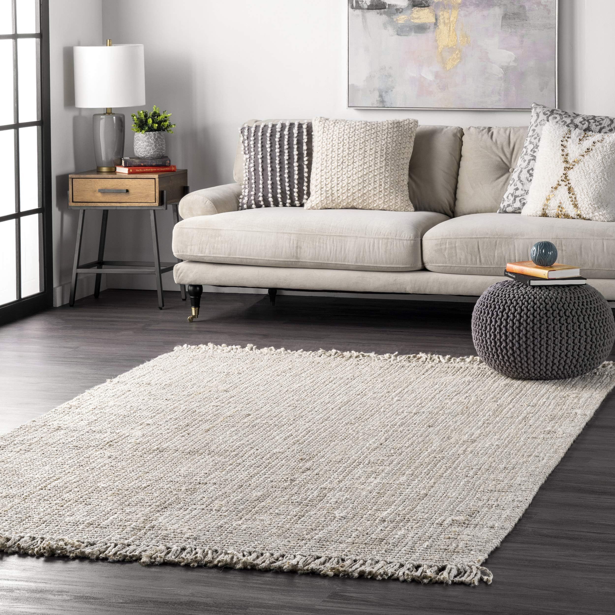 nuLOOM Hand Woven Chunky Natural Jute Farmhouse Area Rug, 8 ft 6 in x 11 ft 6 in, Off-white | Amazon (US)