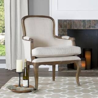 Napoleon Beige and Dark Brown Fabric Upholstered Accent Chair | The Home Depot