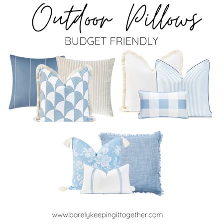 Baby blue and white is a classic, preppy, coastal outdoor aesthetic. Here are some of the best outdoor pillow combinations to get the look on a budget! 

#LTKhome #LTKSeasonal