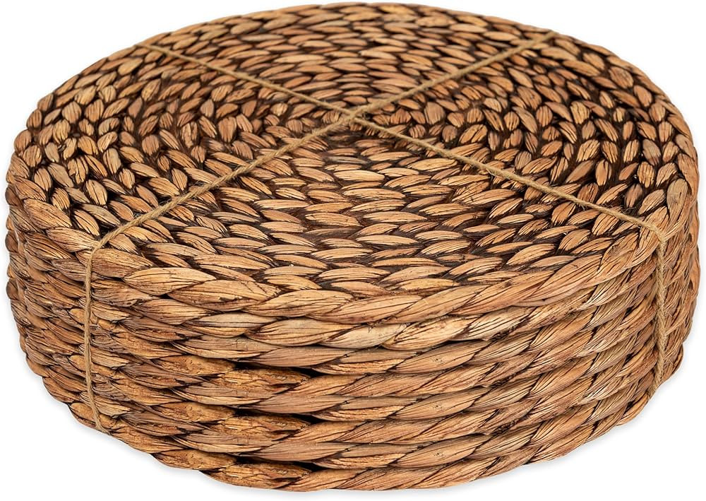 CENBOSS Woven Placemats (13.5" Set of 8, Brown Wash) Round Placemats, Wicker Placemats, Rattan Pl... | Amazon (US)