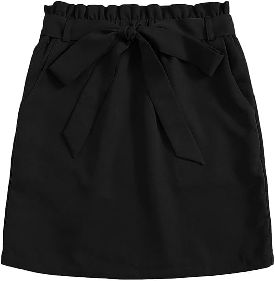 Milumia Women Paperbag Waist Short Skirt Knot Belted High Waist Bodycon Skirt | Amazon (US)