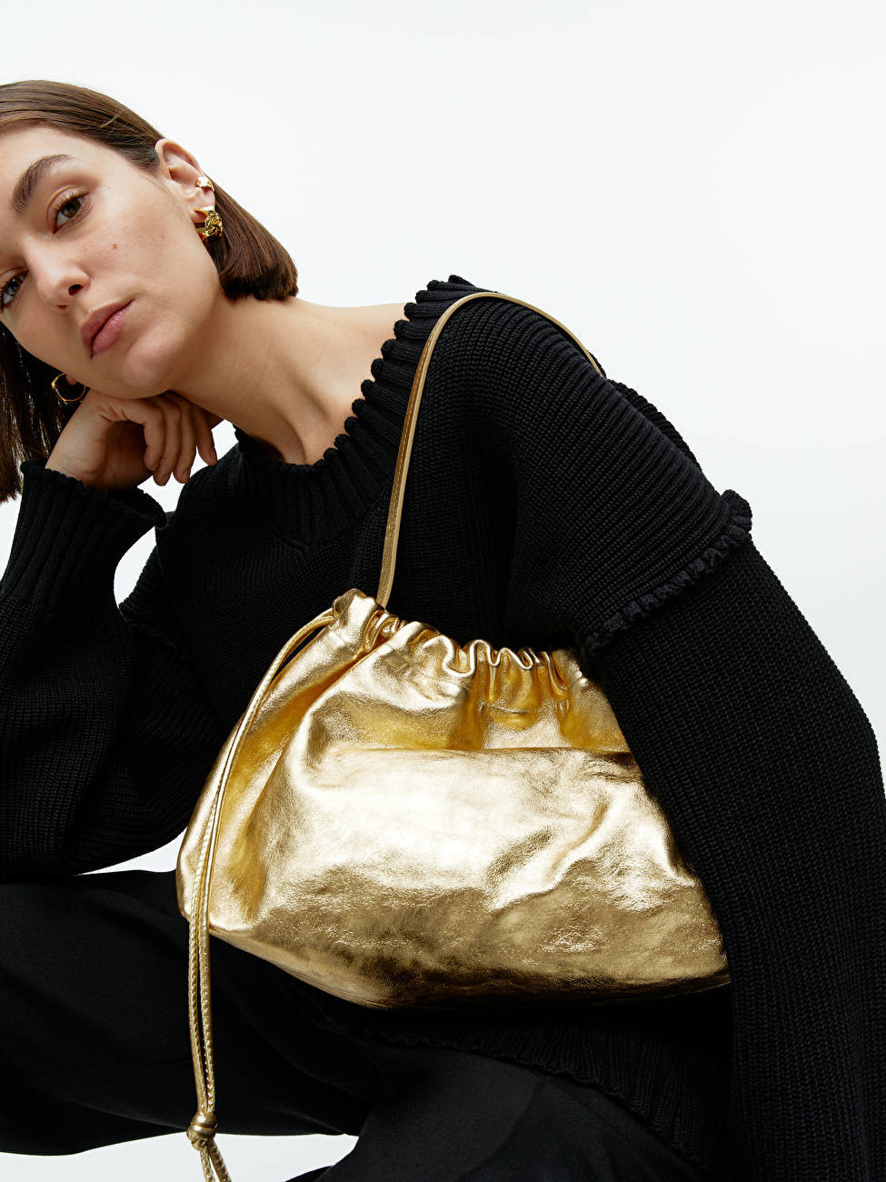 Gathered Leather Pouch | ARKET (US&UK)