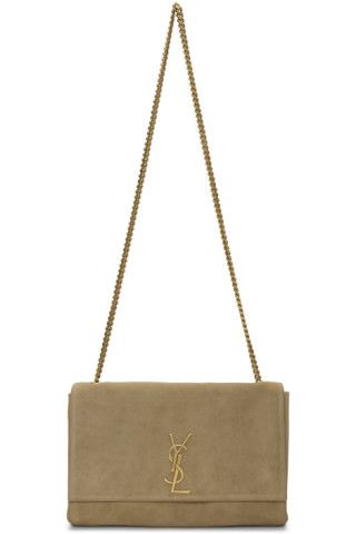 Reversible Beige Medium Suede Kate Chain Bag | SSENSE 