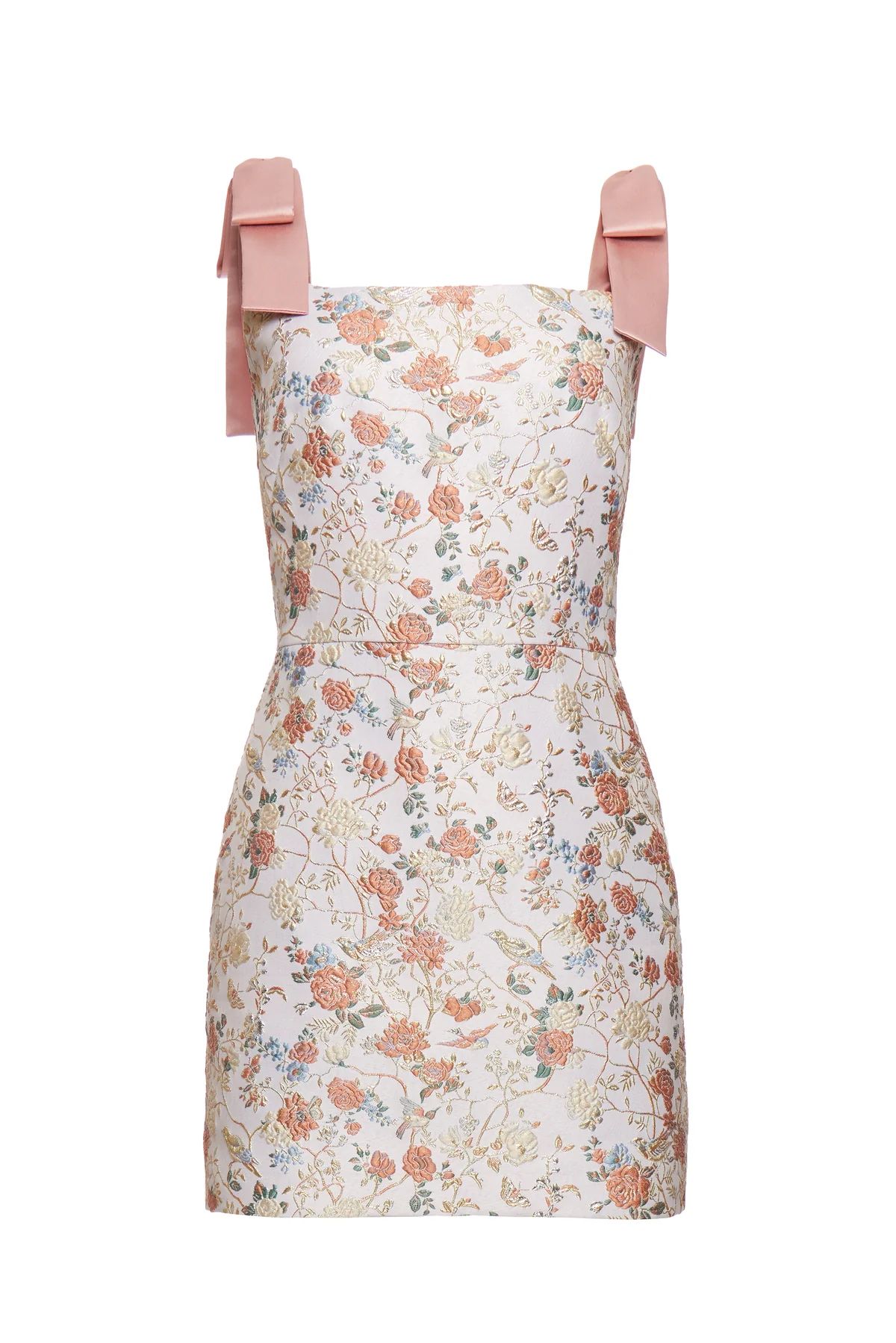 Sophie Dress in Blush Floral Brocade | Over The Moon