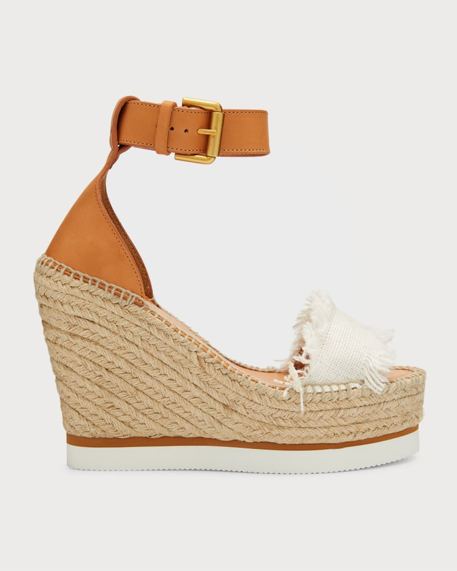 See by Chloe Glyn Cotton Wedge Espadrille Sandals | Neiman Marcus