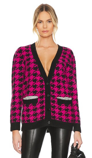 Uptown Girl Bf Cardigan in Fuchsia Houndstooth | Revolve Clothing (Global)