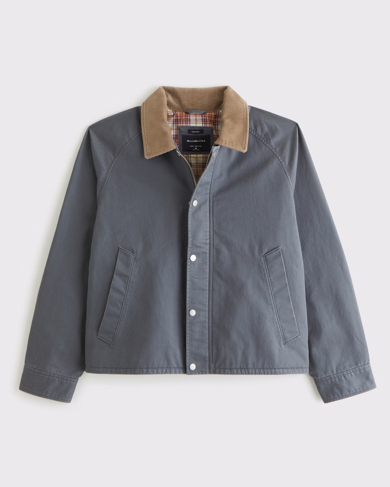 Abercrombie & Fitch Men's Lightweight Cropped Barn Jacket in Gray-Blue - Size M | Abercrombie & Fitch (US)