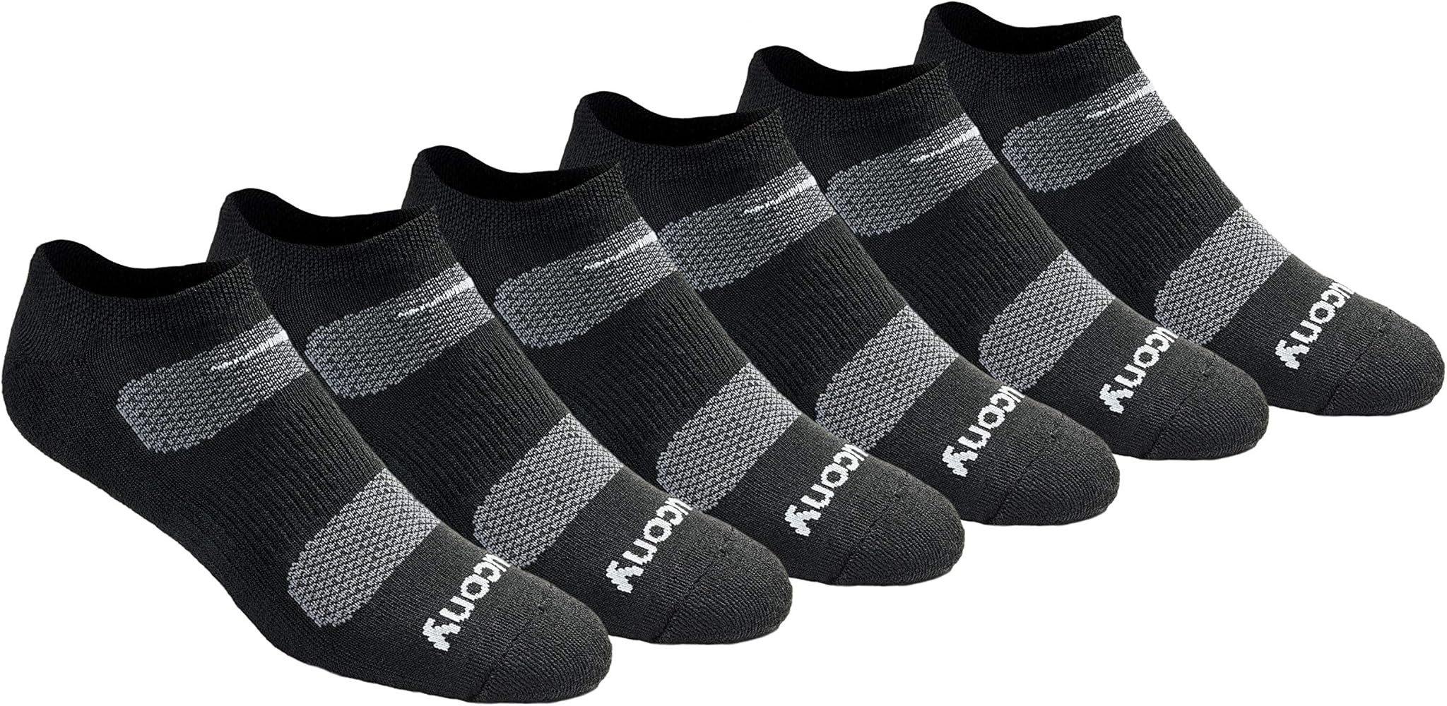 Saucony mens Multi-pack Mesh Ventilating Comfort Fit Performance No-show Socks, Black Basic (6 Pa... | Amazon (US)