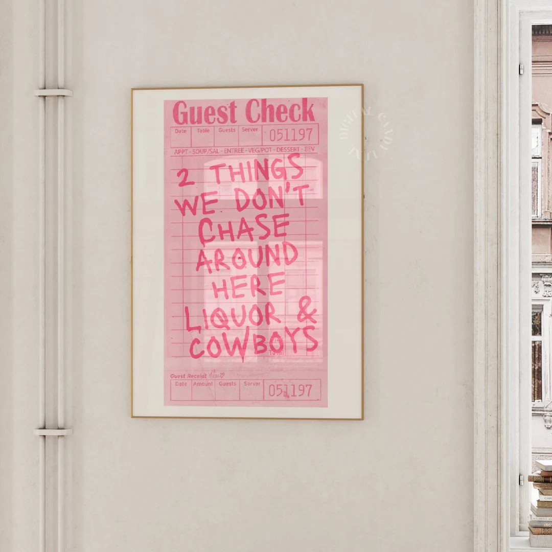 Liquor & Cowboys Guest Check Print Trendy Wall Art Prints - Etsy | Etsy (US)