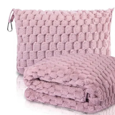 Clip On Travel Pillow & soft Travel Blanket 2-in-1, Lightweight Fleece Airplane Blanket With Built-in Pouch, Portable For Travel Car Camping Home | Wayfair North America