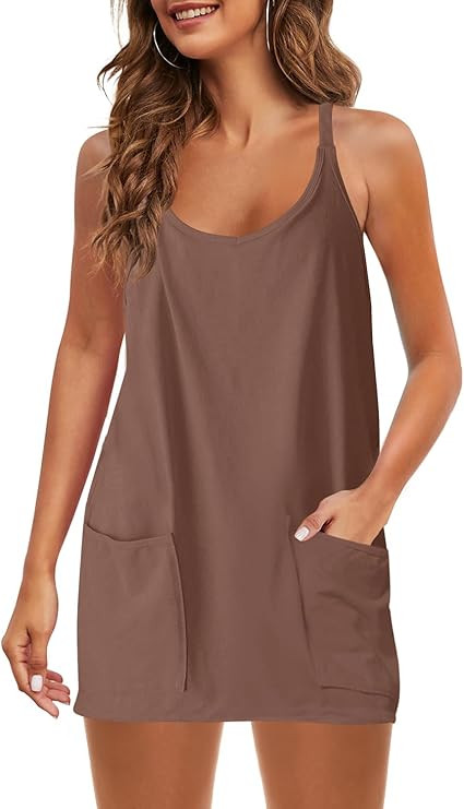 Panadila Womens Summer Sleeveless Mini Dress V Neck Spaghetti Strap Sundress Athletic Short Dress... | Amazon (US)