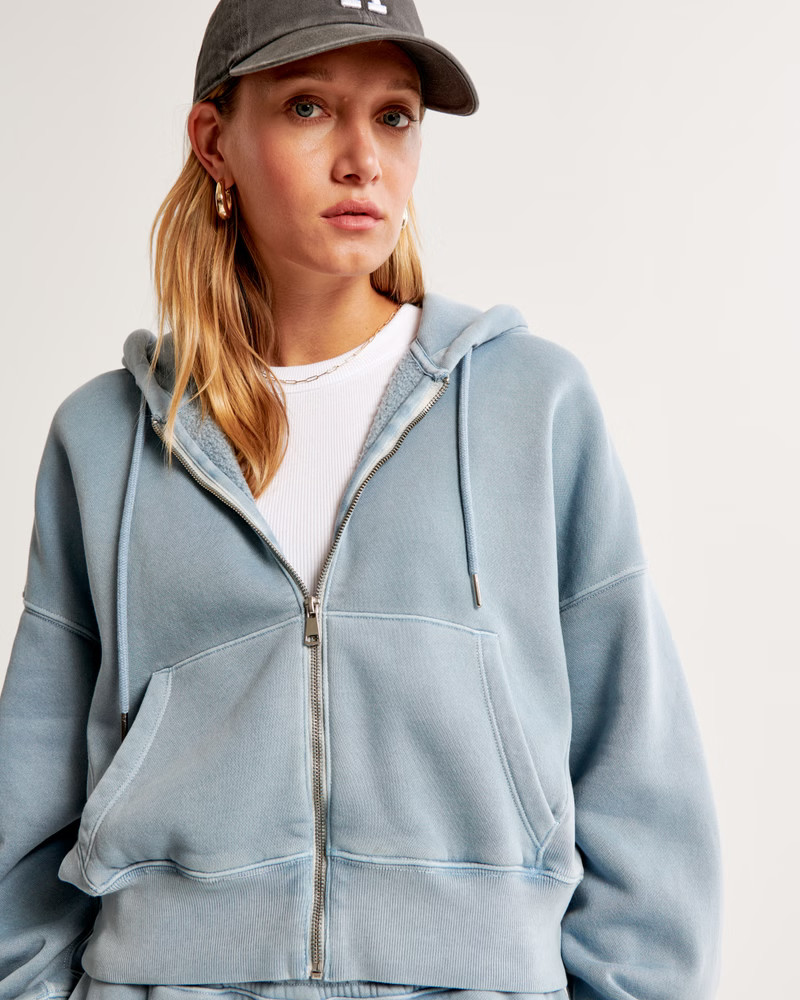 Women's Essential Ribbed Sunday Hooded Full-Zip | Women's New Arrivals | Abercrombie.com | Abercrombie & Fitch (US)