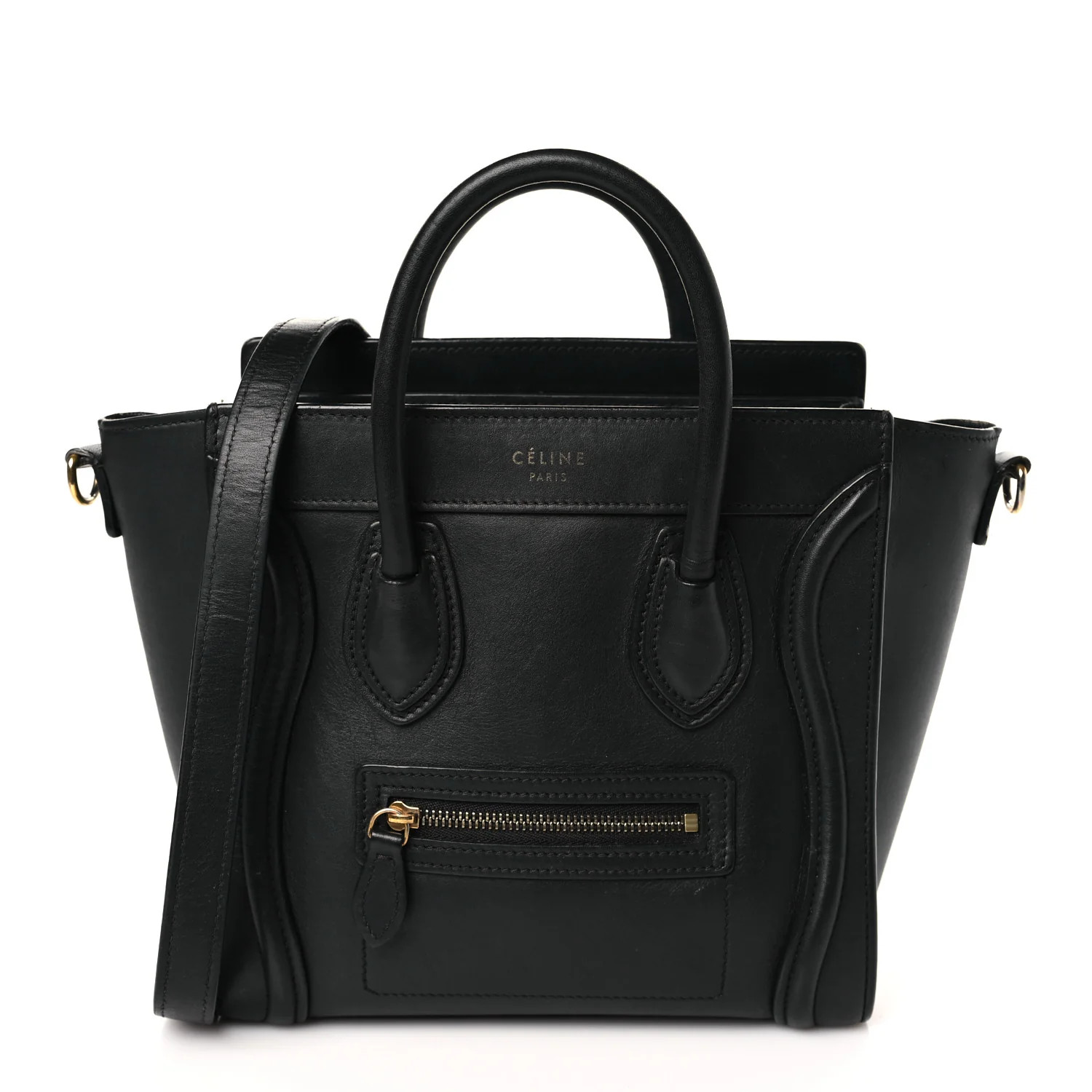 CELINE Smooth Calfskin Nano Luggage Black | FASHIONPHILE (US)