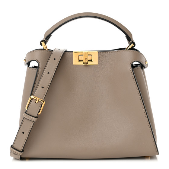 Vitello Tahiti Burro Medium Peekaboo Iconic Essentially Satchel Tortora Black | FASHIONPHILE (US)