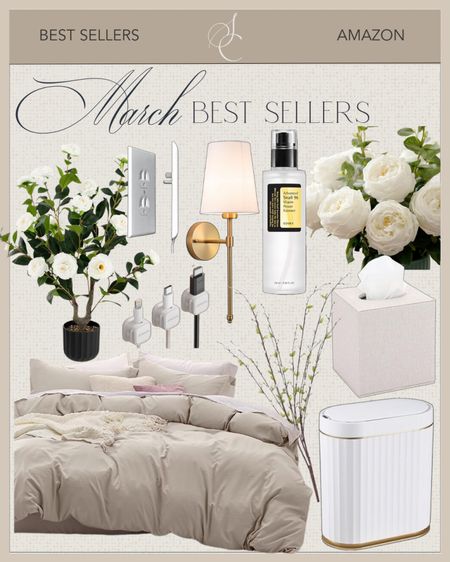March Amazon best sellers include faux outdoor rose bush, wall sconce, sleek socket, magnetic cord organizer, pussy will branch, tissue box cover, duvet cover, faux roses, and snail mucin.

Best sellers, Amazon finds, home decor, home finds, March best sellers

#LTKstyletip #LTKfindsunder100 #LTKhome