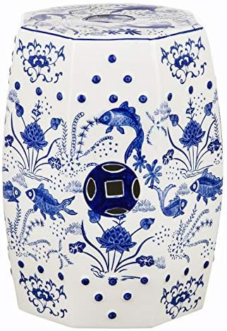 Safavieh Cloud 9 Koi Ceramic Decorative Garden Stool, Blue, Medium | Amazon (US)