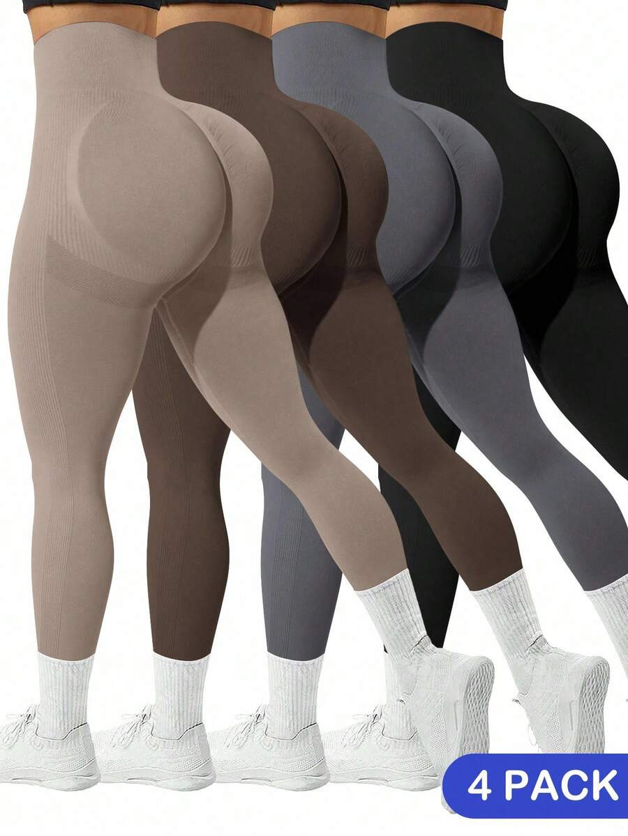 Easithlete 4pcs/Set Seamless High Elasticity Sports Leggings,Gym ,Sport ,Leggings Women ,Gym Wear... | SHEIN