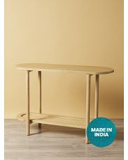 31x46 2 Tier Wood And Rattan Console Table | Living Room | HomeGoods | HomeGoods