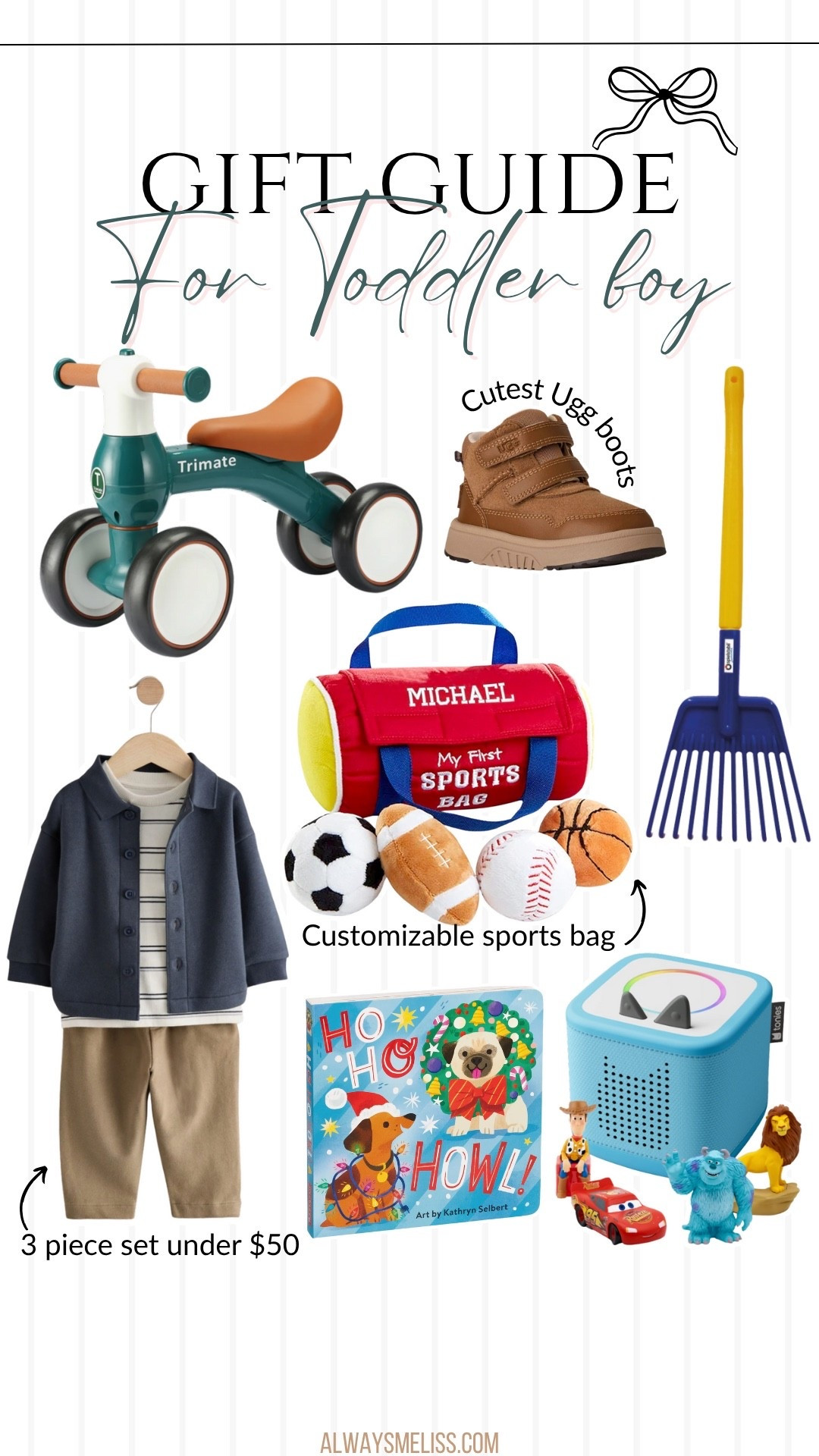 Gift guide for toddler boys! The customizable sports bag is so cute and affordable! The Toniebox makes for a great gift that kids always love!

Gifts for boys 
Toddler boys sports bag
Boys clothing 

#LTKKids #LTKGiftGuide #LTKHoliday