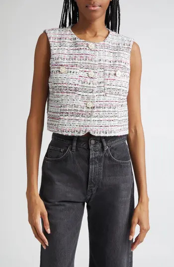 Cinq à Sept Auden Tweed Vest in Vibrant Plum Multi at Nordstrom Rack, Size 6 | Nordstrom Rack