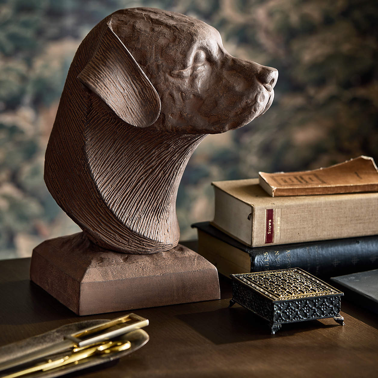 Labrador Bust Metal Decorative Sculpture | Crate & Barrel | Crate & Barrel
