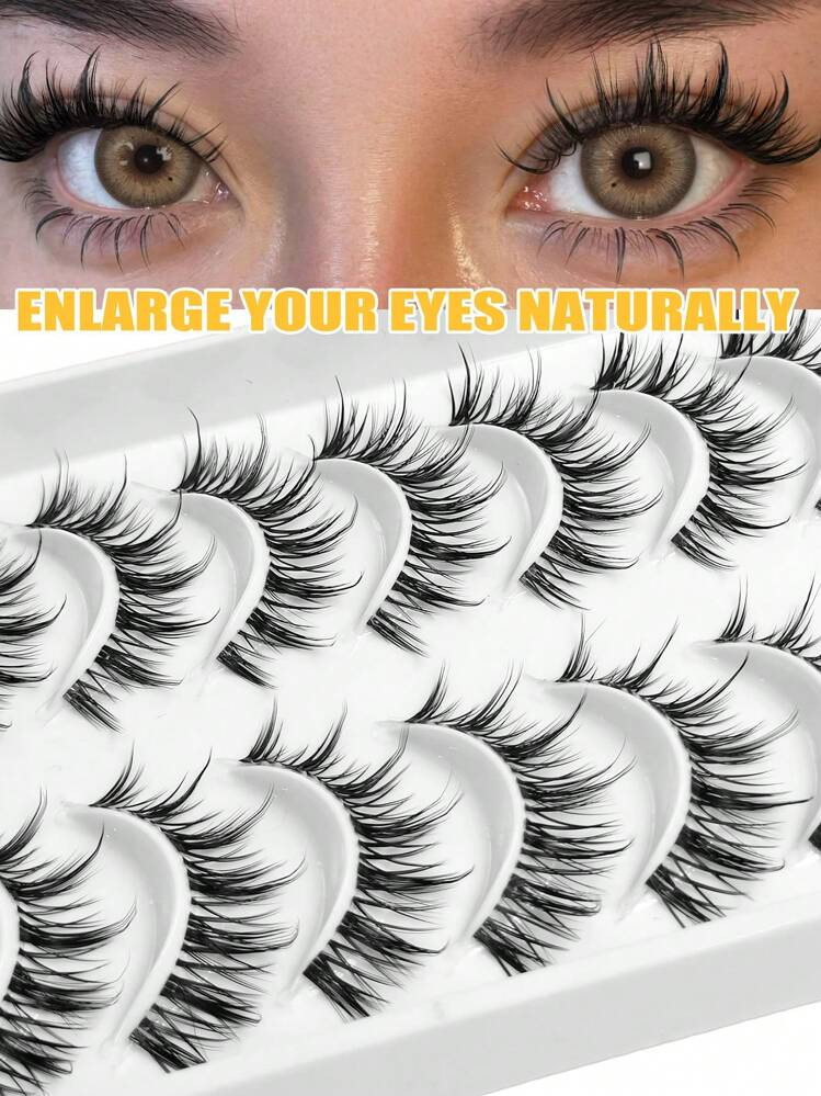 Asiteo Asiteo 10 Pairs Manga Fairy Style Spiky Anime Lashes Natural Novice Makeup For Daily Dating Bride Clear Band False Eyelashes Comfortable To Wear Upper Lash Realistic Eyelash Full Strip Lashes Lasting Volume Popular Makeup Beauty Strip Lashes, Lashes, Eyelashes, Fake Lashes | SHEIN