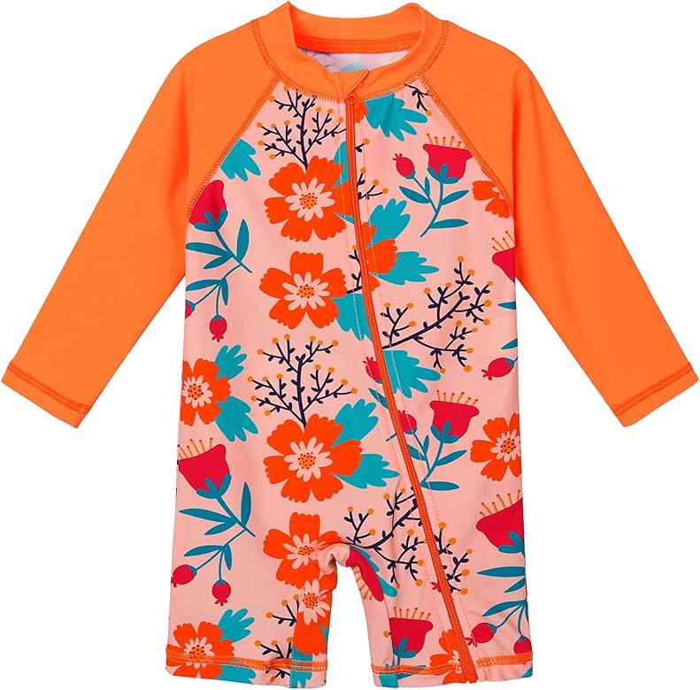 XFGIRLS Baby/Toddler Girls Swimsuit Long Sleeve One-Piece Bathing Suit Rash Guard | Amazon (US)