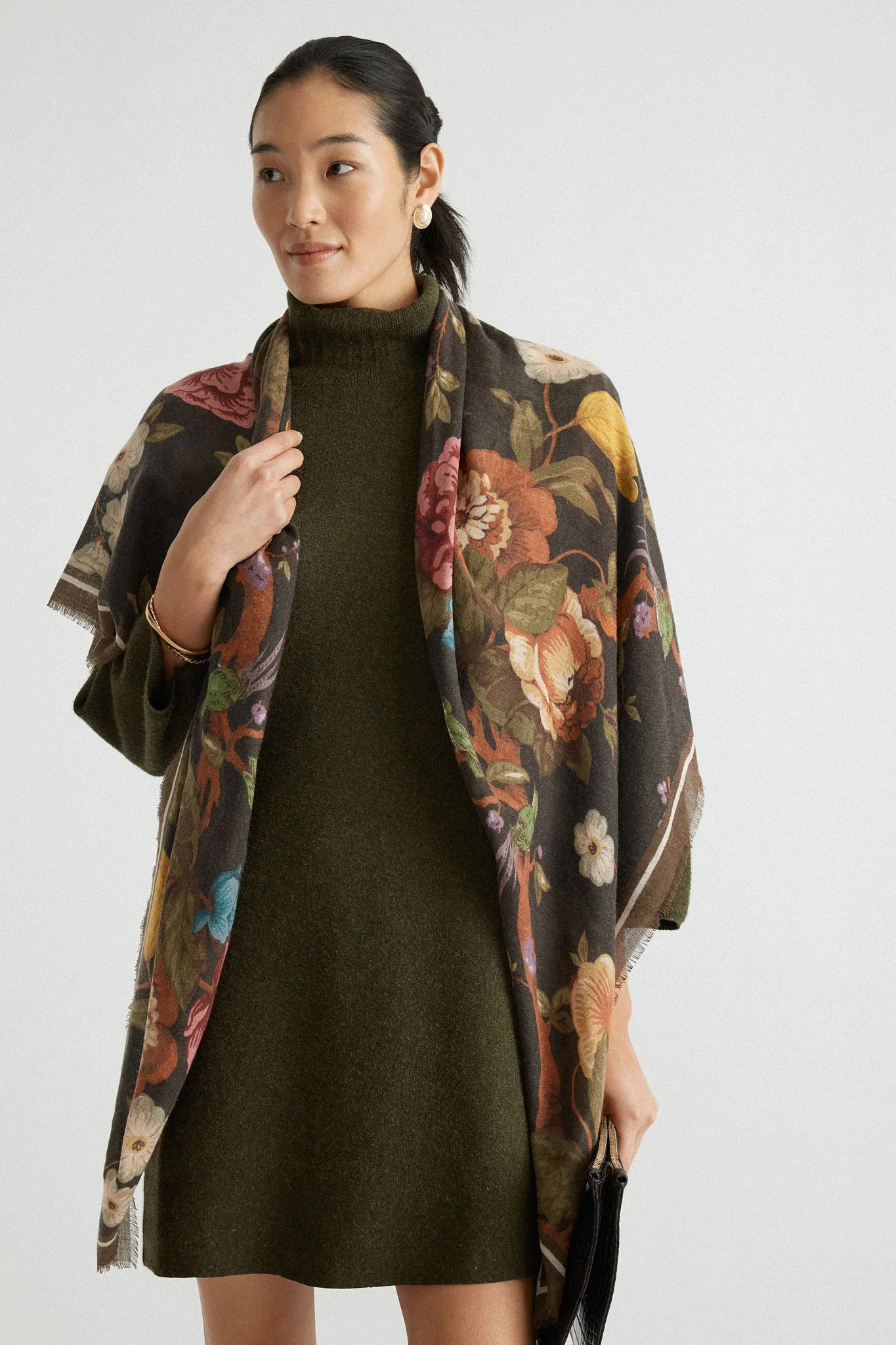 Baroque Floral Silk Cashmere Blend Large Scarf | Tuckernuck (US)