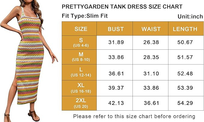 PRETTYGARDEN Maxi Dresses for Women 2024 Summer Casual Tank Dress Fitted Tight Square Neck Beach ... | Amazon (US)