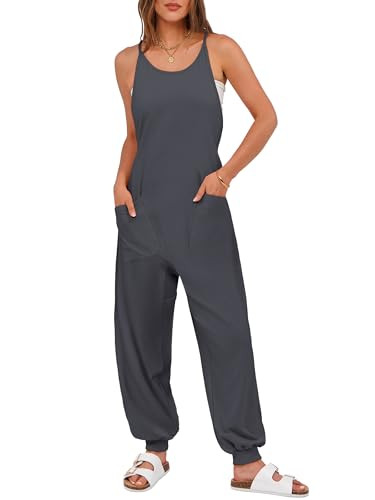 ANRABESS Women's Causal Sleeveless Jumpsuits Summer Scoop Neck Harem Overalls Stretchy Adjustable... | Amazon (US)