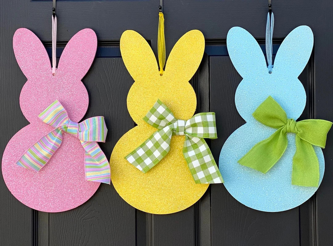 Bunny Door Wreath - Easter Door Hanger - Rabbit Door Wreath - Etsy | Etsy (US)