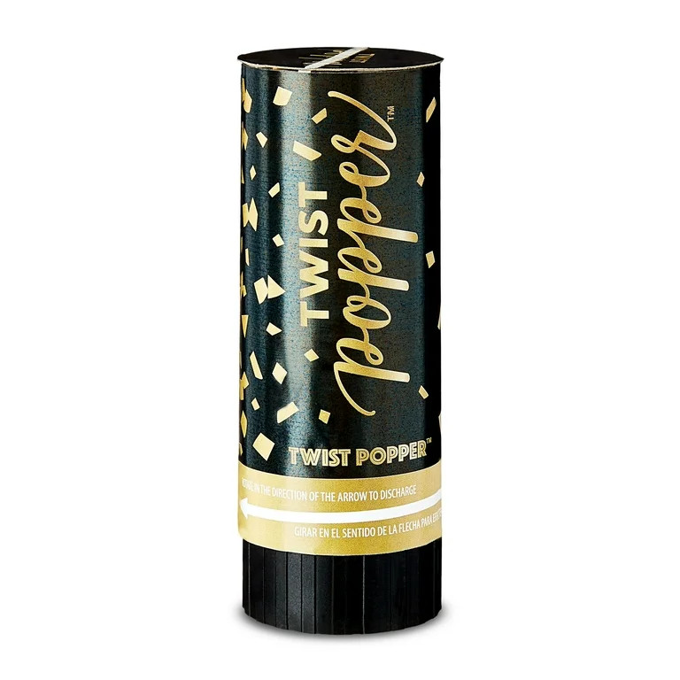 Black/Gold Confetti Twist Poppers, 3 Count, by Way To Celebrate | Walmart (US)