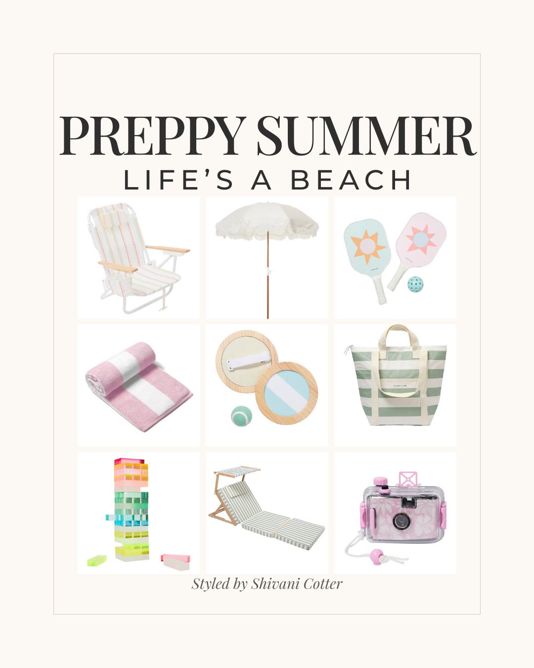 Preppy Summer Beach Finds You’ll Want to Pack Immediately
I’m fully in my preppy summer era and these beach finds are too cute not to share. Loving this striped beach chair and lounger, a classic beach umbrella, pastel pickleball paddles, a soft striped beach towel, and the cutest coastal cooler tote to carry snacks and drinks. 
Perfect for beach days, summer vacations, coastal style lovers, preppy girls, college girls, and anyone building the ultimate summer beach bag. Save this for your preppy summer era!
Linking everything for you to shop these adorable summer finds! 
 

 

#LTKHome #LTKActive #LTKTravel