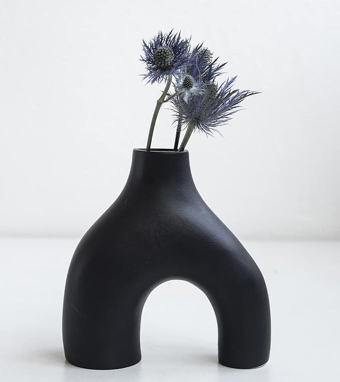 ECONCE Black Vase for Decor - Minimalist Modern Large Ceramic Vase Tall Vase | Amazon (US)