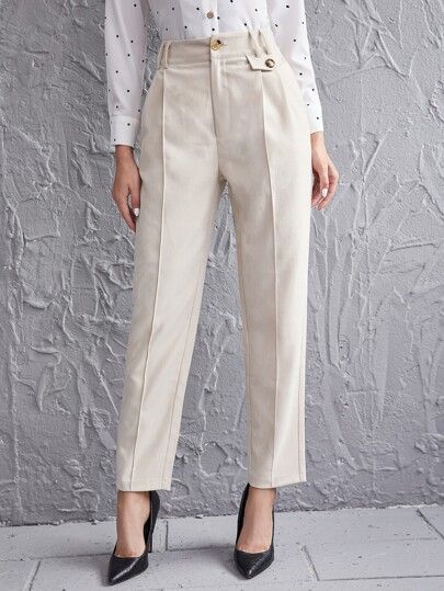 High Waist Pocket Side Tailored Pants | SHEIN