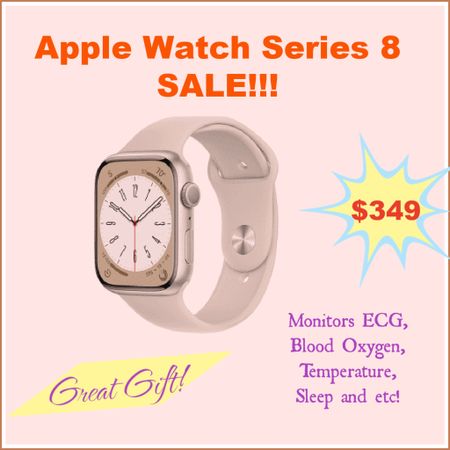 One of the most wanted gifts is on sale!!🤗😜🙌🏻🥳 The latest model of the Apple Watches, Series 8 is on Sale!!😌🙌🏻 Just in time for the holidays, get it before this goes away!😉 This new model has ECG, Blood Oxygen, Temperature, and Sleep monitoring among other cool features!😁 Perfect to start 2023 right! It also has Fall Detection, Emergency SOS and Crash Detection to boot! This is perfect for everyone left on your Christmas list🥳🥳🎄🎁




#ltkfit #ltkhealth #ltkgadgets #giftsforhim #giftsforher #applesale #techsale ##ltkseasonal #ltkworkwear #ltkfind #watchsale #mostwantedgifts #stockingstuffers #giftsforher #giftsforteen #giftsforchild #giftsforkids #usefulgifts #health #tracker #sportsgifts #ltkstyletip

#LTKGiftGuide #LTKsalealert #LTKHoliday