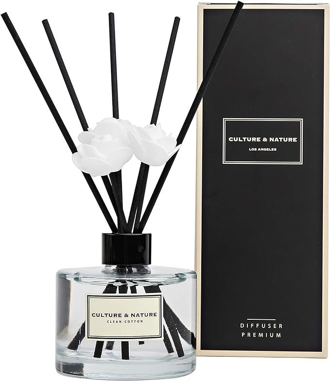 CULTURE & NATURE Reed Diffuser 6.7 oz ( 200ml ) Clean Cotton Scented Reed Diffuser Set | Amazon (US)