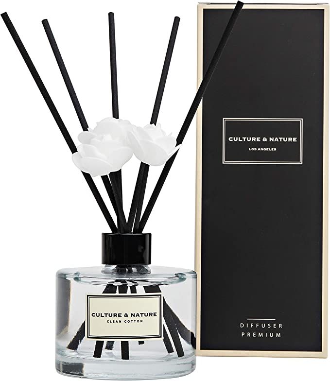 CULTURE & NATURE Reed Diffuser 6.7oz (200ml) Clean Cotton Scented Reed Diffuser Set | Amazon (US)
