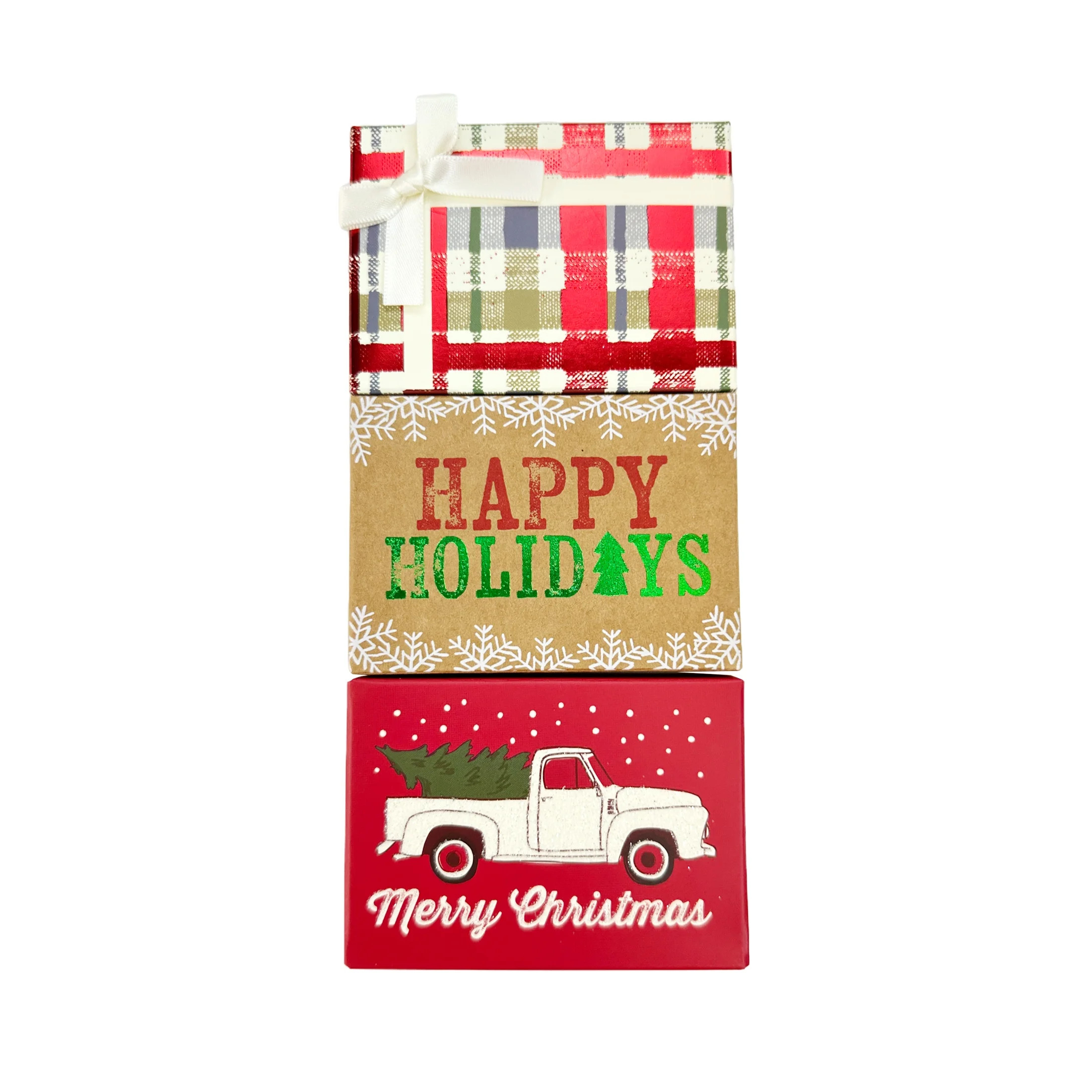 Christmas Box Gift Card Holders, Multicolor Plaid/Truck/Happy Holidays, 3 Count, by Holiday Time | Walmart (US)